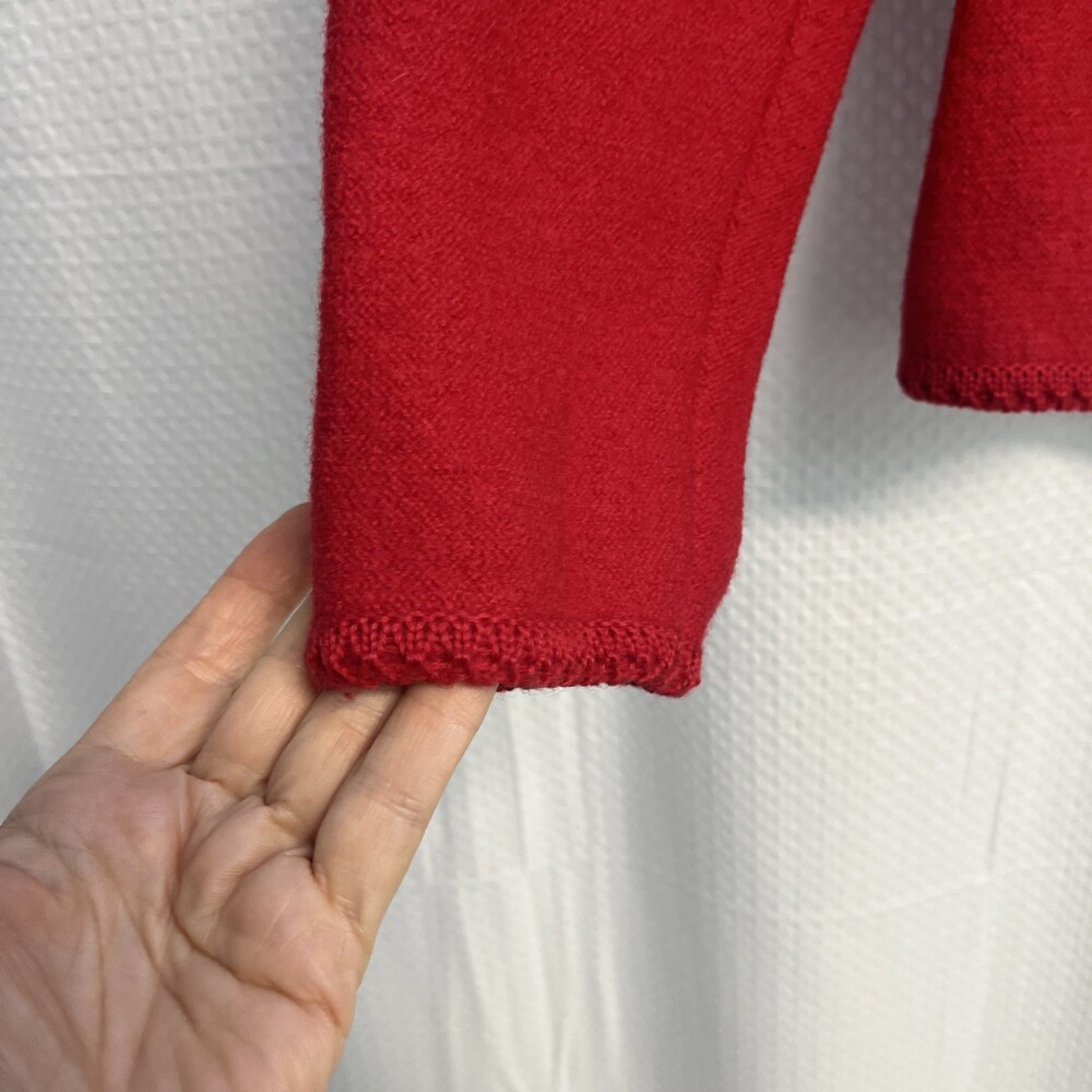 Vtg Hundt Model Red Boiled Wool Crochet Trim Military Cardigan Sweater Jacket - Picture 7 of 12